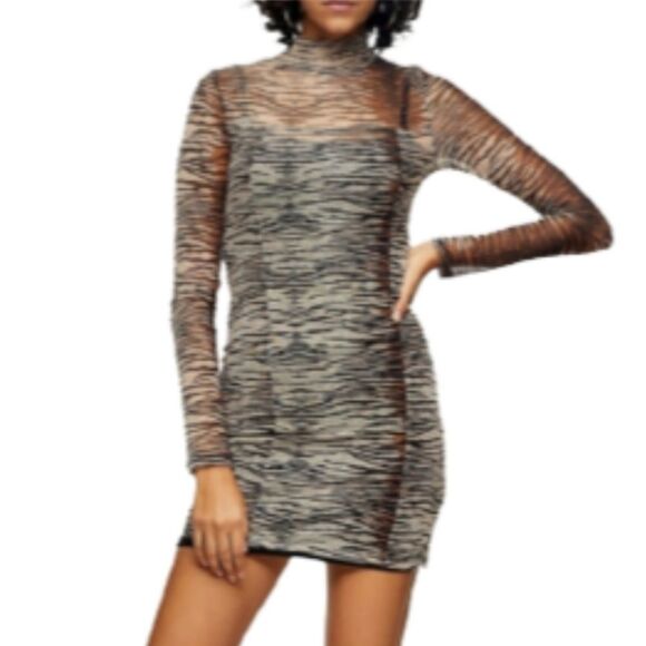 Topshop Zebra Print Mini Dress - Picture 1 of 4